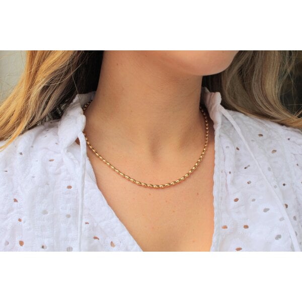 Yellow Gold Filled Charleston Rice Bead Necklace