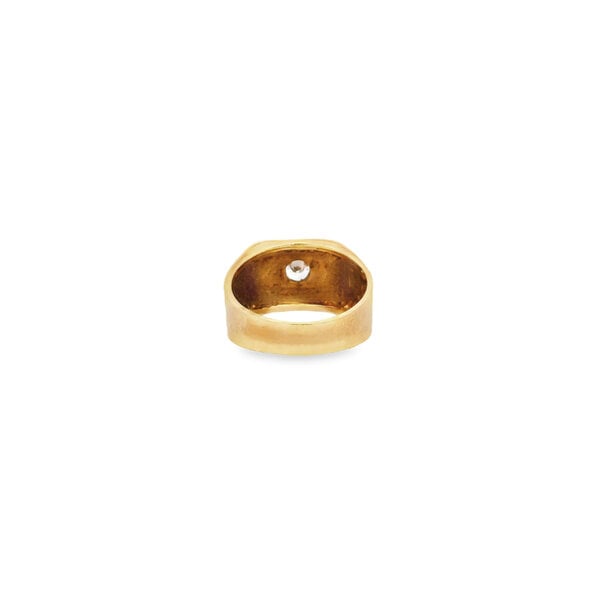 10K Yellow Gold 1970's Round Cubic Zirconia Bezel 12mm Ring Size 9.5
