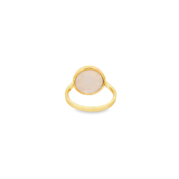 14K Yellow Gold Mother of Pearl & Enamel .03ct Diamond Compass Ring