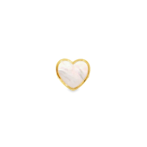 14K Yellow Gold Mother of Pearl Heart Ring Size 7