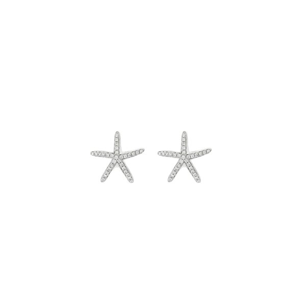 14K White Gold .19ct Diamond Starfish Post Earrings