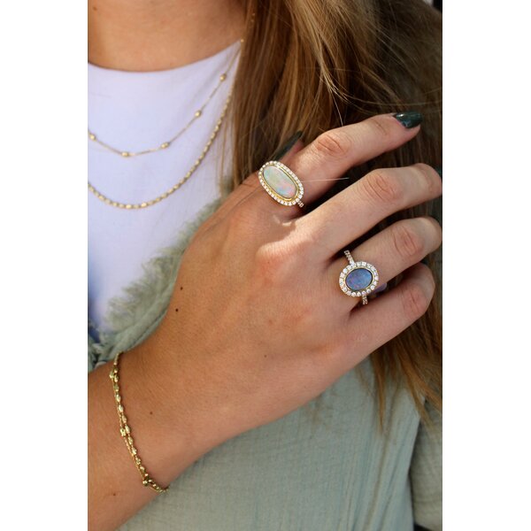 Sale 14KY 1.10ct Freeform Opal & .60ct Dia Ring Sz 6.5