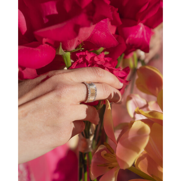 10K Yellow Gold .62ct Lab Grown Diamond Textured Double Row 9mm Band Size 7.25