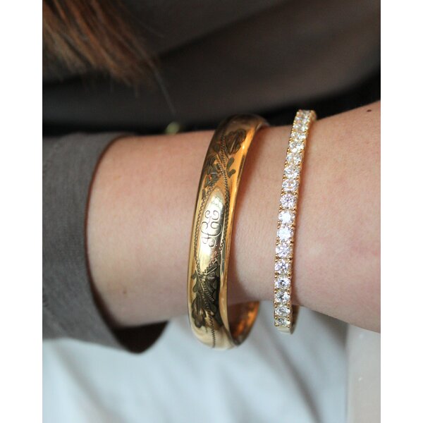 14K Yellow Gold 5.17ct Lab Diamond Flex Tennis Bangle 6.75"