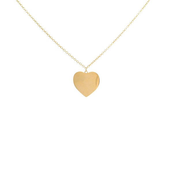 14K Yellow Gold Polished Heart Necklace 16" Adjustable
