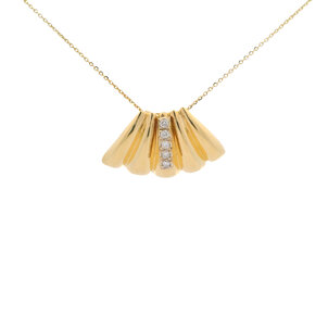 14KY 1970's-80's .30ct Dia Structural Necklace 20x33mm 18"