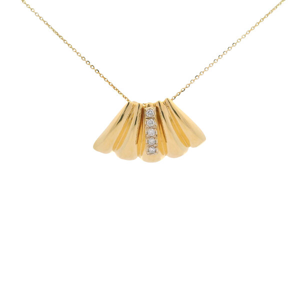 14KY 1970's-80's .30ct Diamond Structural Necklace 20x33mm 18"