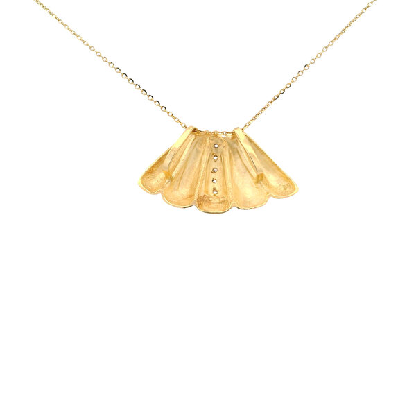 14KY 1970's-80's .30ct Diamond Structural Necklace 20x33mm 18"