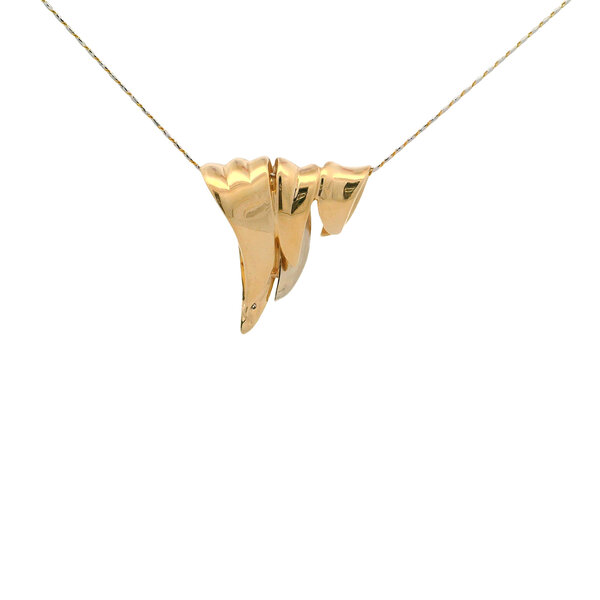 14K Yellow Gold 1970's-80's .25ct Diamond Structural Pendant 26x26mm