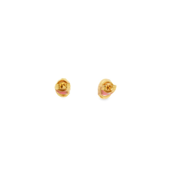14K Yellow Gold 1.20ct Oval Garnet & .20 Diamond Post Earrings