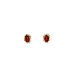 14KY 1.20ct Oval Garnet & .20 Dia Post Earrings