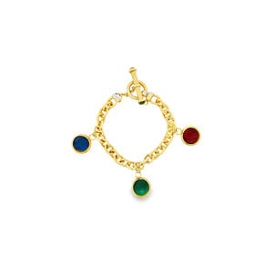 14KY Estate Glass Charms Toggle Bracelet 7.75"