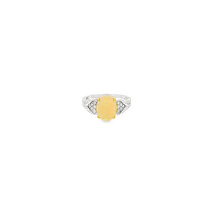 SS 1.23ct Ethiopian Opal .17ct White Zircon Ring Sz 7.25