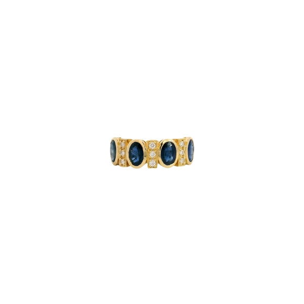 10K Yellow Gold 2.41ct Oval Sapphire & .15ct Diamond Band Size 6.25