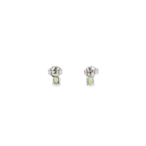 14K White Gold 1.20ct Oval Peridot & .03ct Diamond Post Earrings