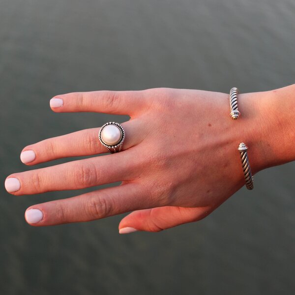 Sterling Silver & Gold Plated 5mm Oxidized Rope Cuff Bracelet