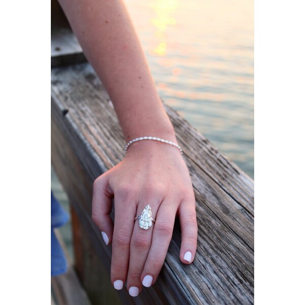 Sterling Silver Gold Creations Original Oyster Shell Ring Medium Size 7