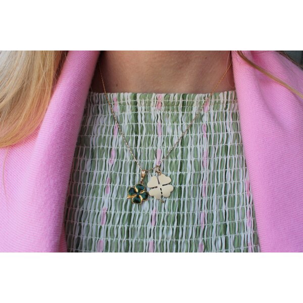 14K Yellow Gold Estate 22x18mm 4 Leaf Clover Charm