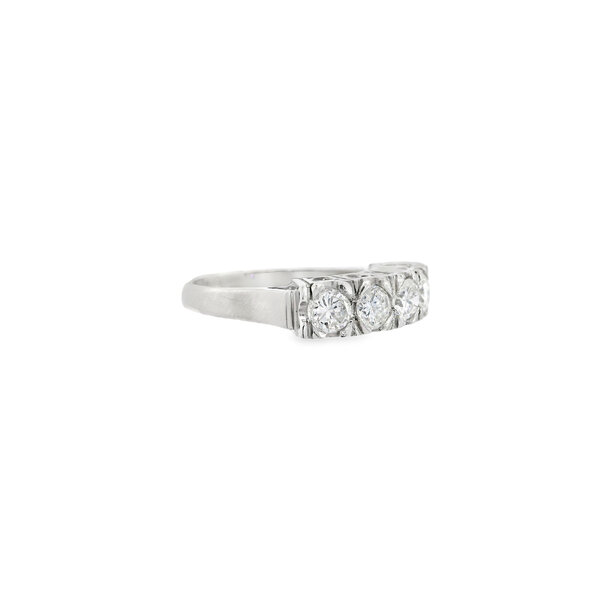 Platinum 1950's 1.03ct Diamond Bar Style Ring Size 6.25
