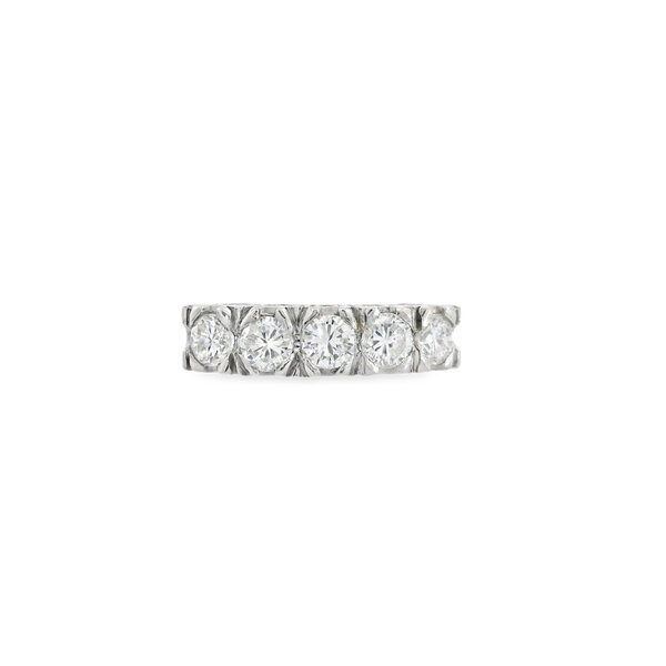 Platinum 1950's 1.03ct Diamond Bar Style Ring Size 6.25