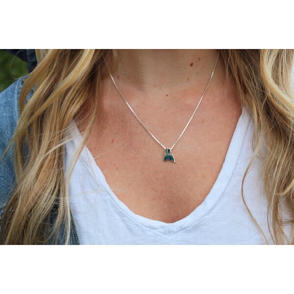 Sterling Silver GC Original Diamond Cut Enamel Redfish Tail Pendant Small