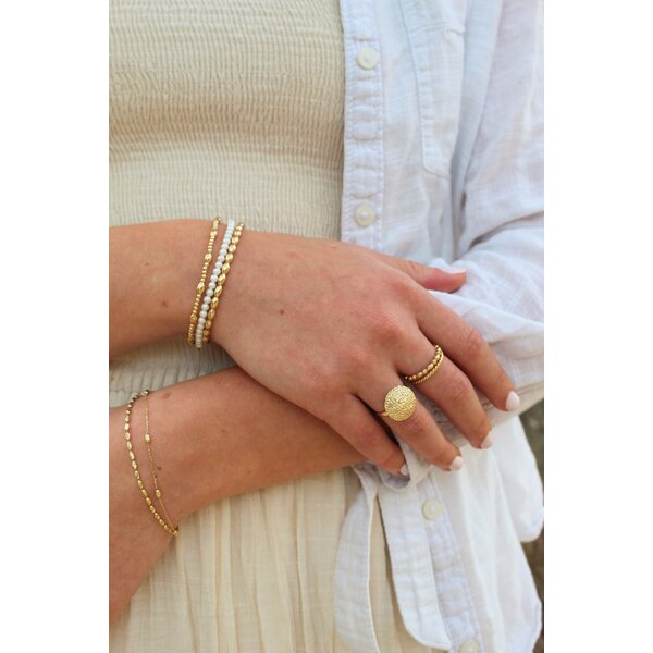 Yellow Gold Filled Rice Bead & Round Bead Bracelet