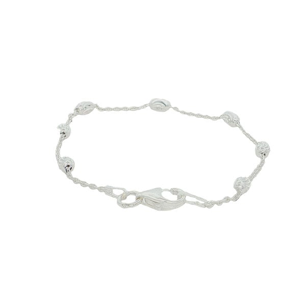 SS D/C Charleston Rice Bead Bracelet