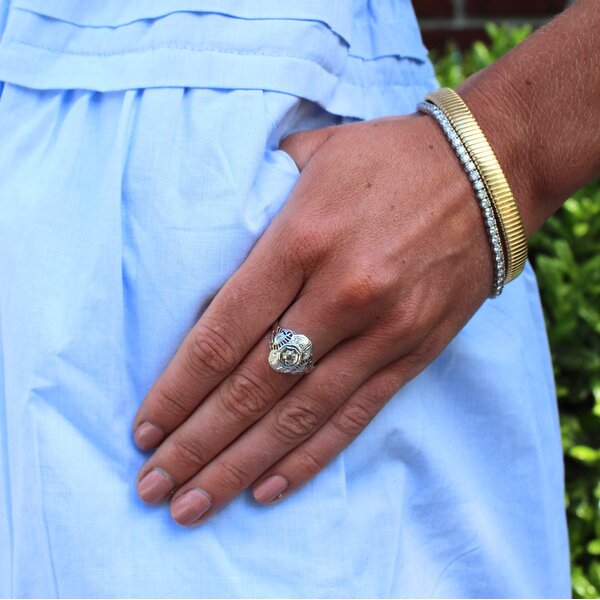 14K White Gold 1930's .20ct Diamond Art Deco Filigree Ring Size 6.25