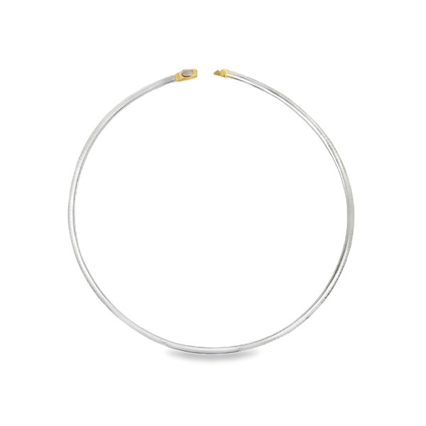 14K Yellow & White Gold 3mm Reversible Polished Omega 18"