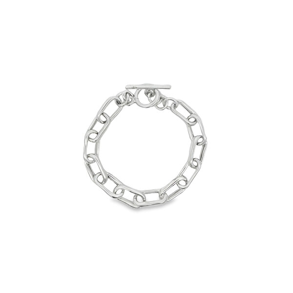 Sterling Silver 10mm Paperclip Toggle Bracelet 8"