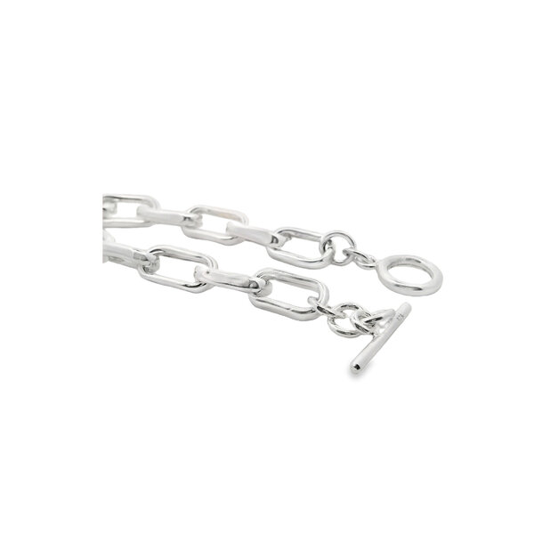 Sterling Silver 10mm Paperclip Toggle Bracelet 8"