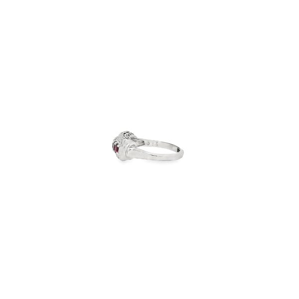 Platinum 1970's .66ct Ruby & .21ct Diamond Bar Style Ring Size 6.25