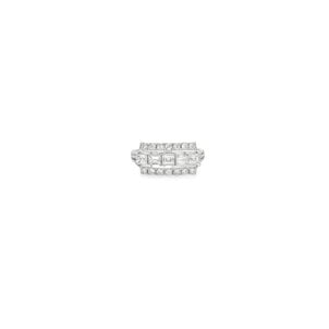 Plat 1960's 1.11ct Asscher & Rd Dia Bar Style Ring Sz 6