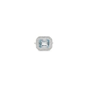 14KW 3.80ct Aqua .31ct Dia East to West Ring Sz 7