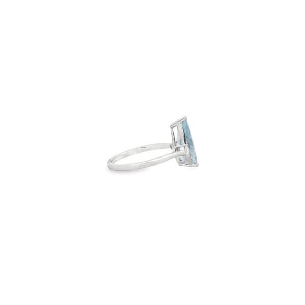 14K White Gold 2.42ct Pear Aquamarine & .15ct Diamond Ring Size 7.25