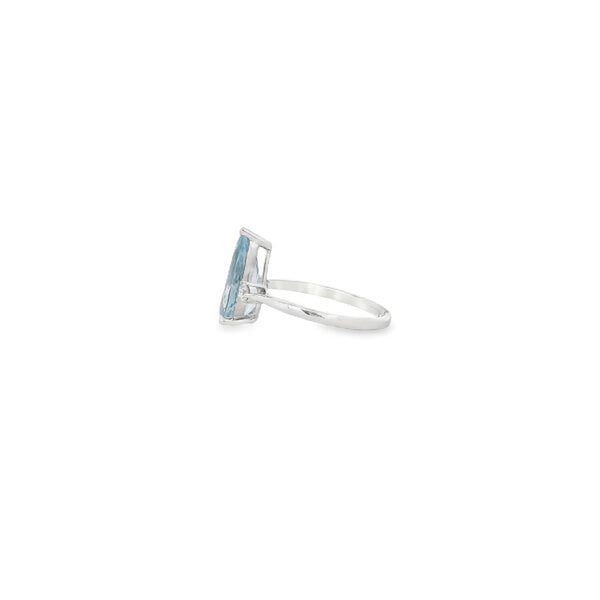 14K White Gold 2.42ct Pear Aquamarine & .15ct Diamond Ring Size 7.25