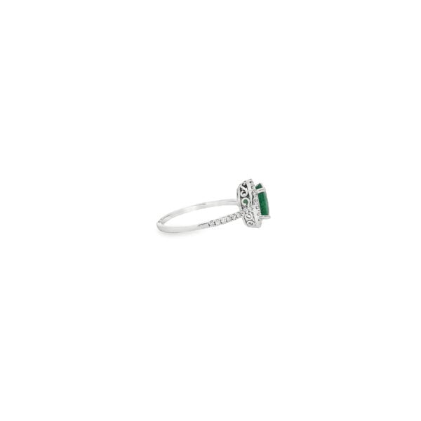14K Yellow & White Gold 1.10ct Oval Emerald & .25ct Diamond Halo Ring Size 7