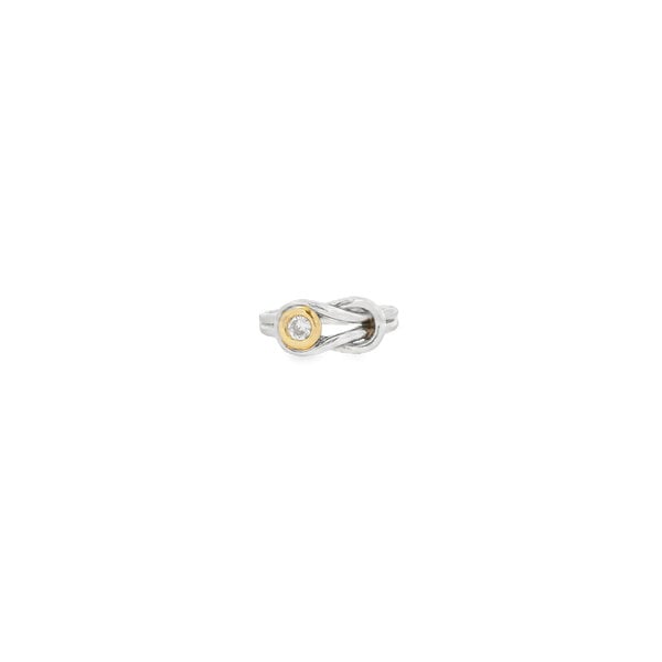 14K Yellow & White Gold .25ct Bezel Set Diamond Knot Ring Size 7
