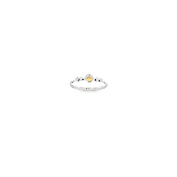 10K White Gold .20ct Citrine & .10ct Diamond Milgrain Ring Size 6.75