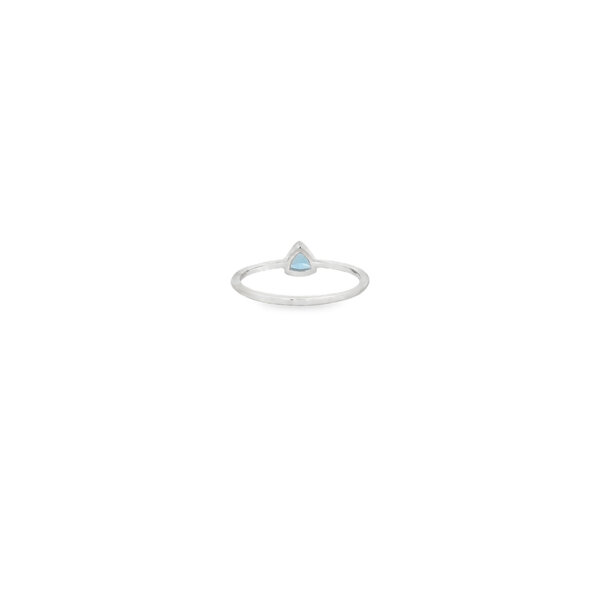 10K White Gold .20ct Trillion Cut Blue Topaz Bezel Ring Size 6.5