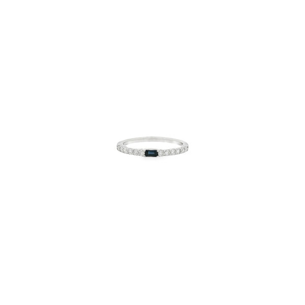 14K White Gold .07ct Baguette Sapphire .22ct Diamond Band Size 6.5