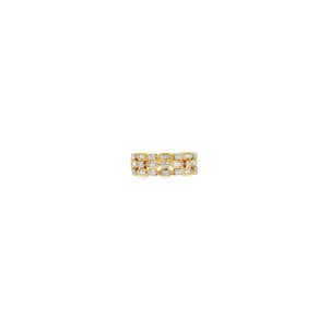 10KY .50ct Rd & Baguette Dia Triple Row Band Sz 7