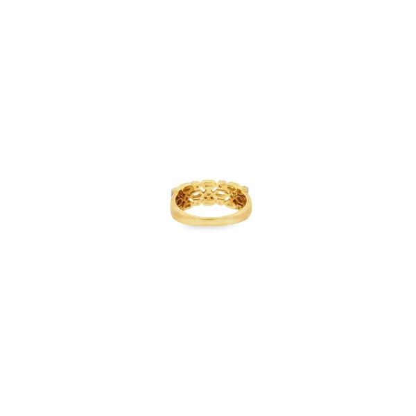10K Yellow Gold .50ct Round & Baguette Diamonds Triple Row Band Size 7