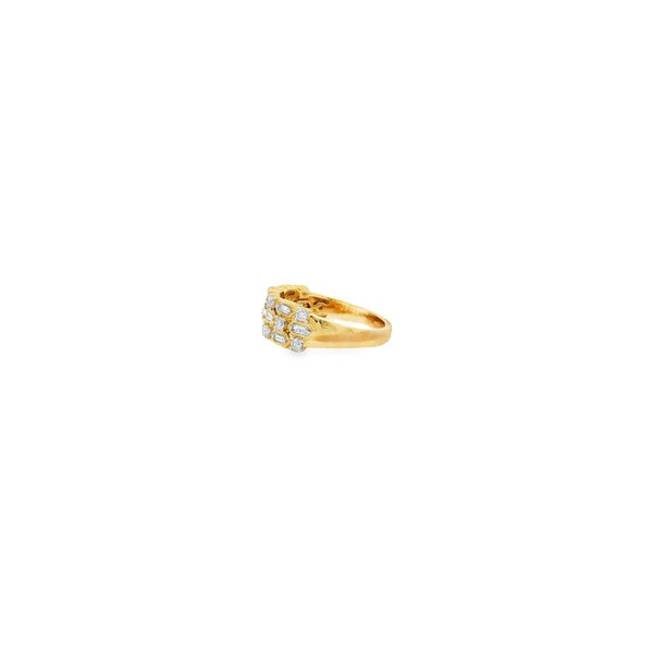 10K Yellow Gold .50ct Round & Baguette Diamonds Triple Row Band Size 7