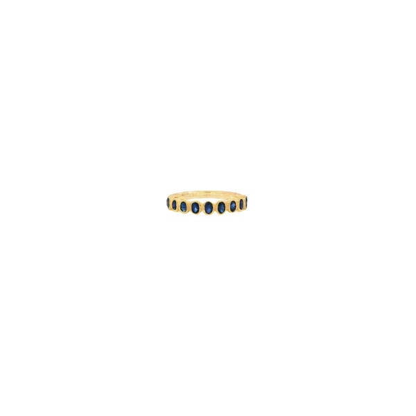 14K Yellow Gold .75ct Oval Sapphire Bezel Set Band Size 7