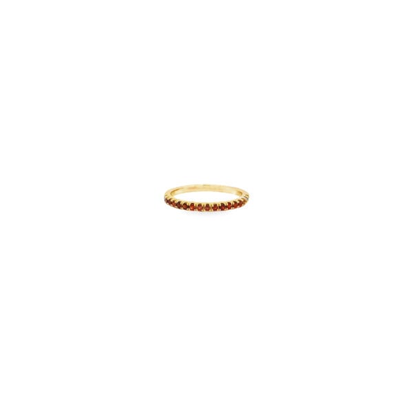 10K Yellow Gold .30ct Garnet 2mm Stackable Band Size 7