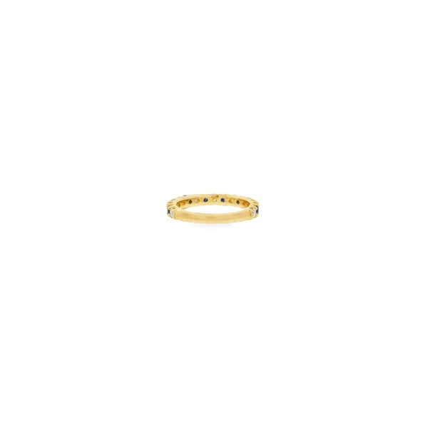 14K Yellow Gold .70ct Sapphire & .55ct Diamond U-Prong Band Size 6.5