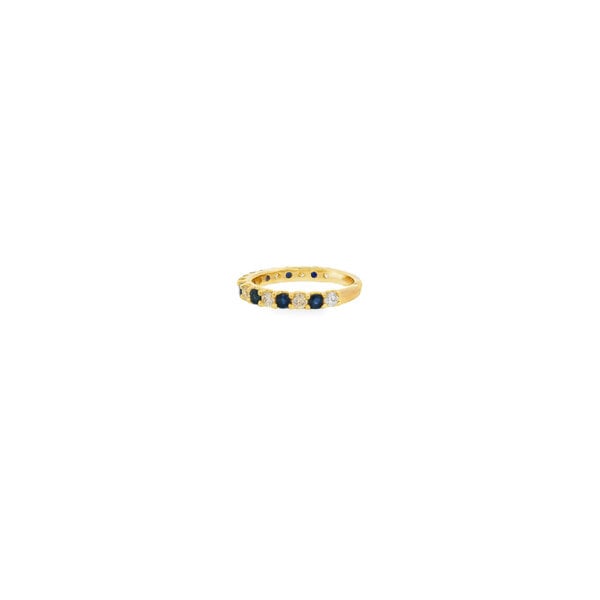14K Yellow Gold .70ct Sapphire & .55ct Diamond U-Prong Band Size 6.5