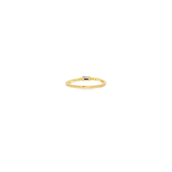 10K Yellow Gold .12ct Baguette Sapphire & .10ct Diamond Band Size 6.25