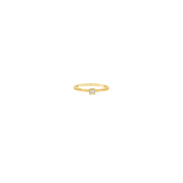 10K Yellow Gold .10ct Princess Cut Diamond Solitaire Ring Size 7